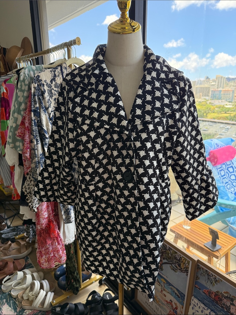 Black & White Houndstooth Coat